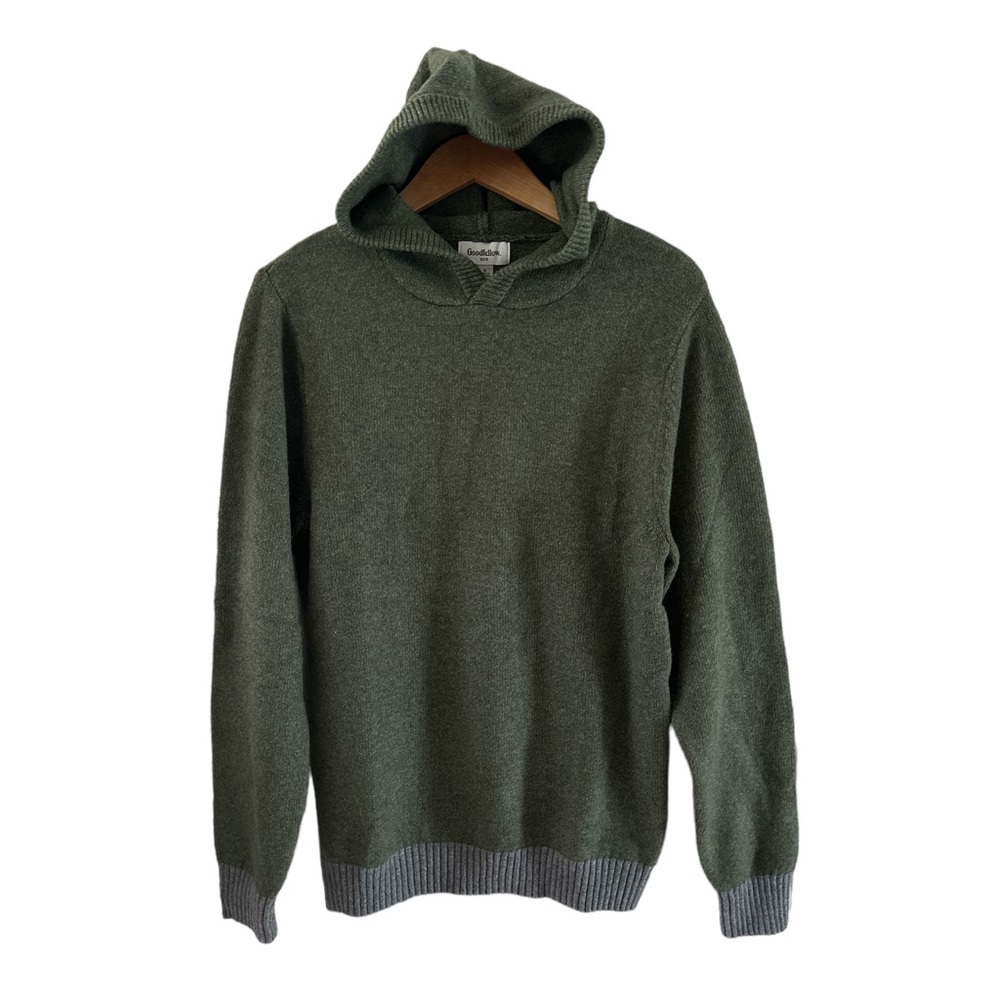 Goodfellow & Co Olive Green Hooded Sweater with Gray Trim